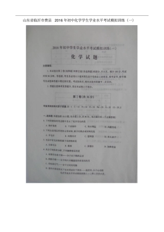 山东临沂费初中化学学生学业水平考试模拟训练