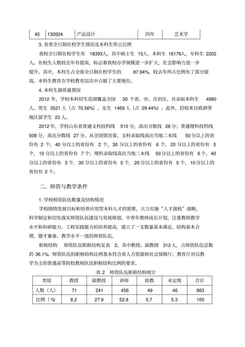 山东交通学院本科教学质量报告_第3页