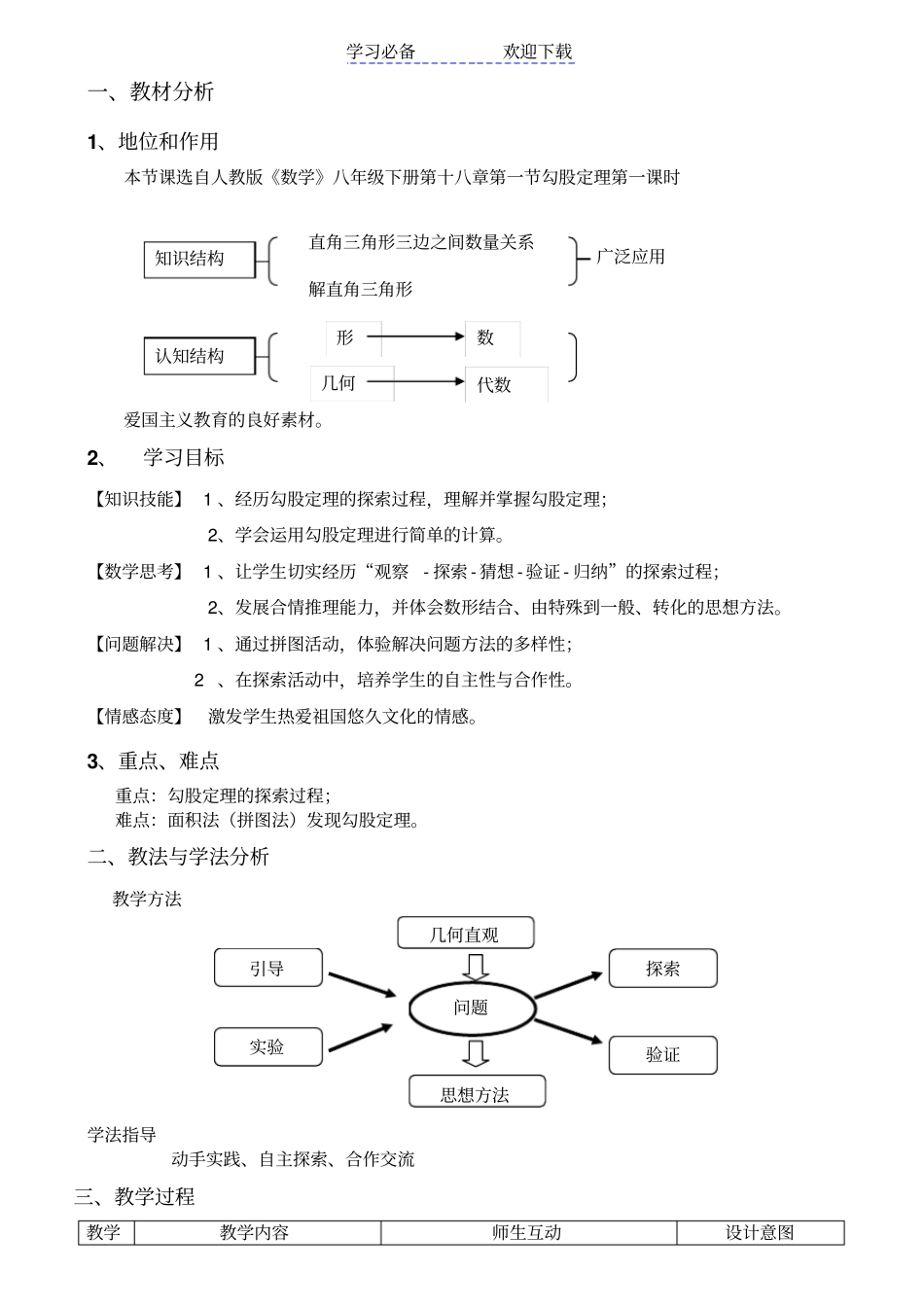 山东优质课比赛一等奖---勾股定理教学设计_第2页