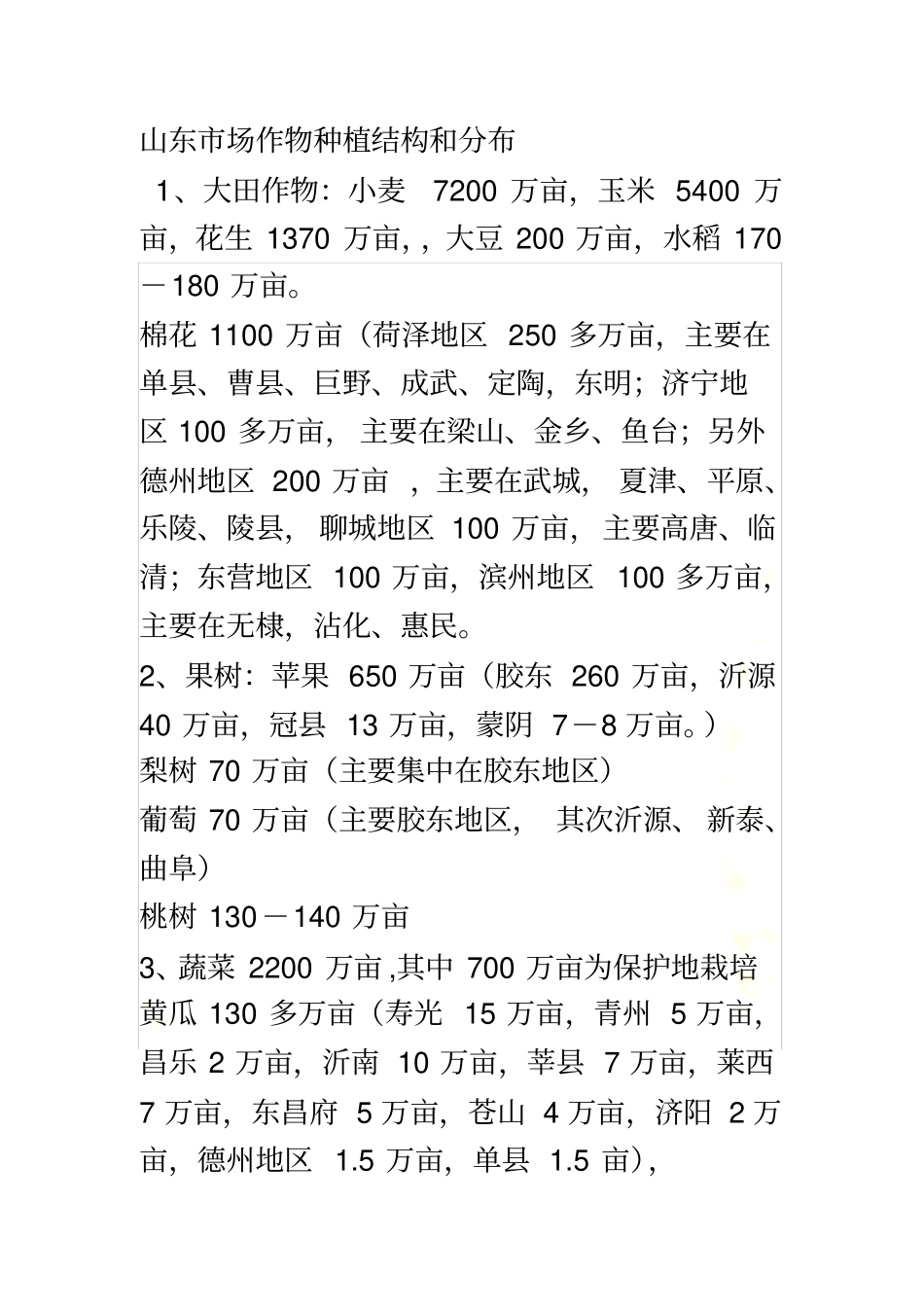 山东作物种植分布及面积和蔬菜种植情况_第2页