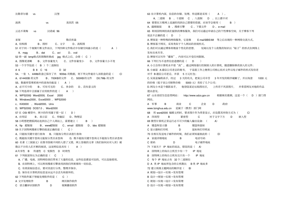 山东信息技术会题库_第3页