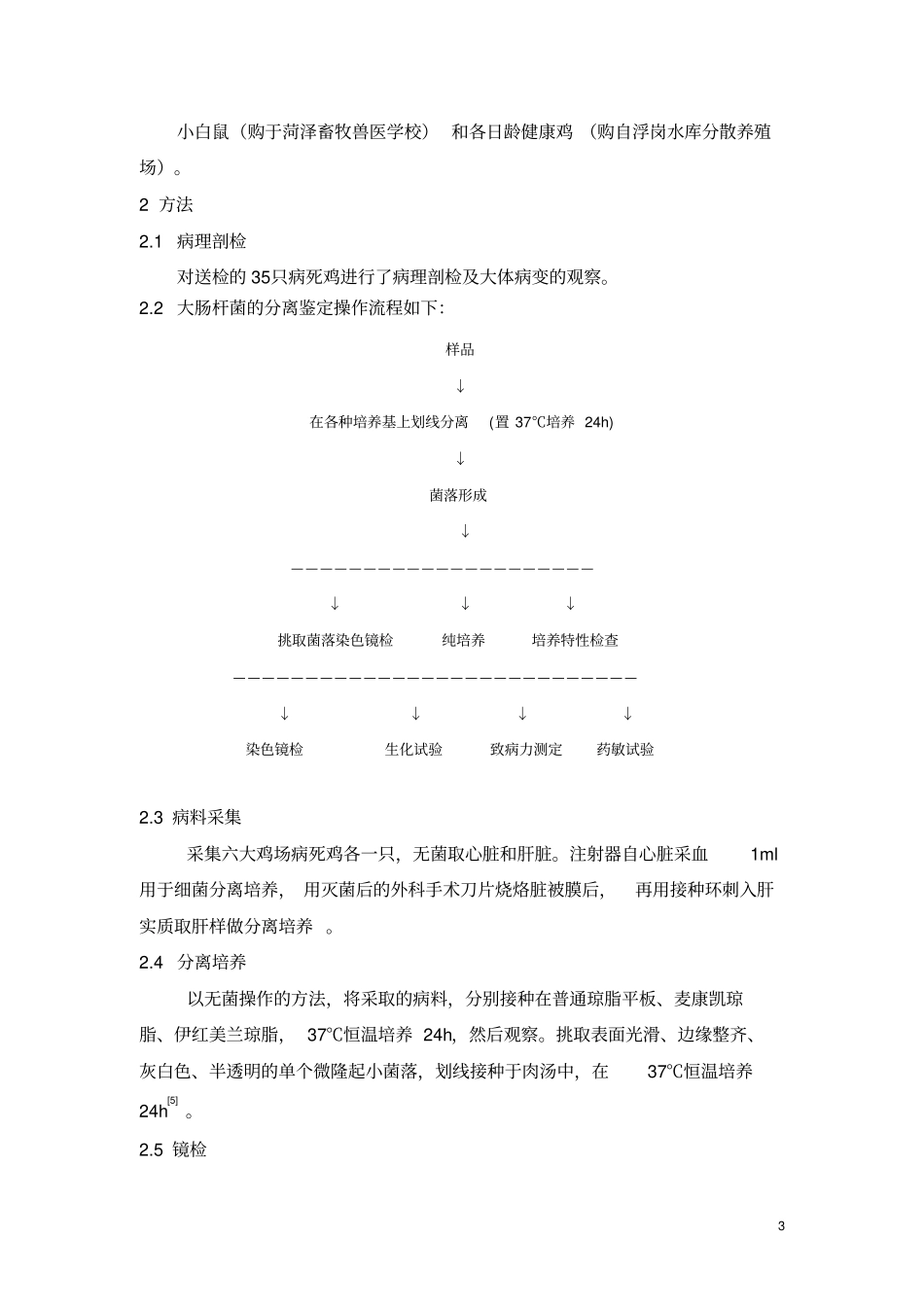 山东单鸡大肠杆菌病病原的分离与鉴定及药敏试验_第3页