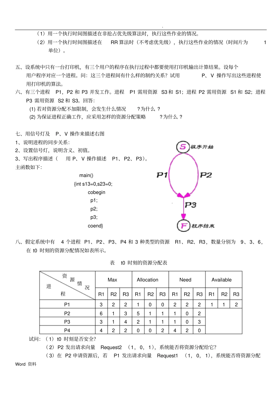 山东大学操作系统复习题计算题_第2页