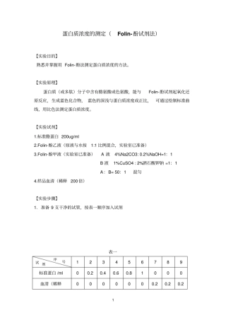 山东大学生化试验报告-蛋白质浓度测定