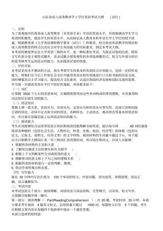 山东成人高等教育学士学位英语考试大纲及样题