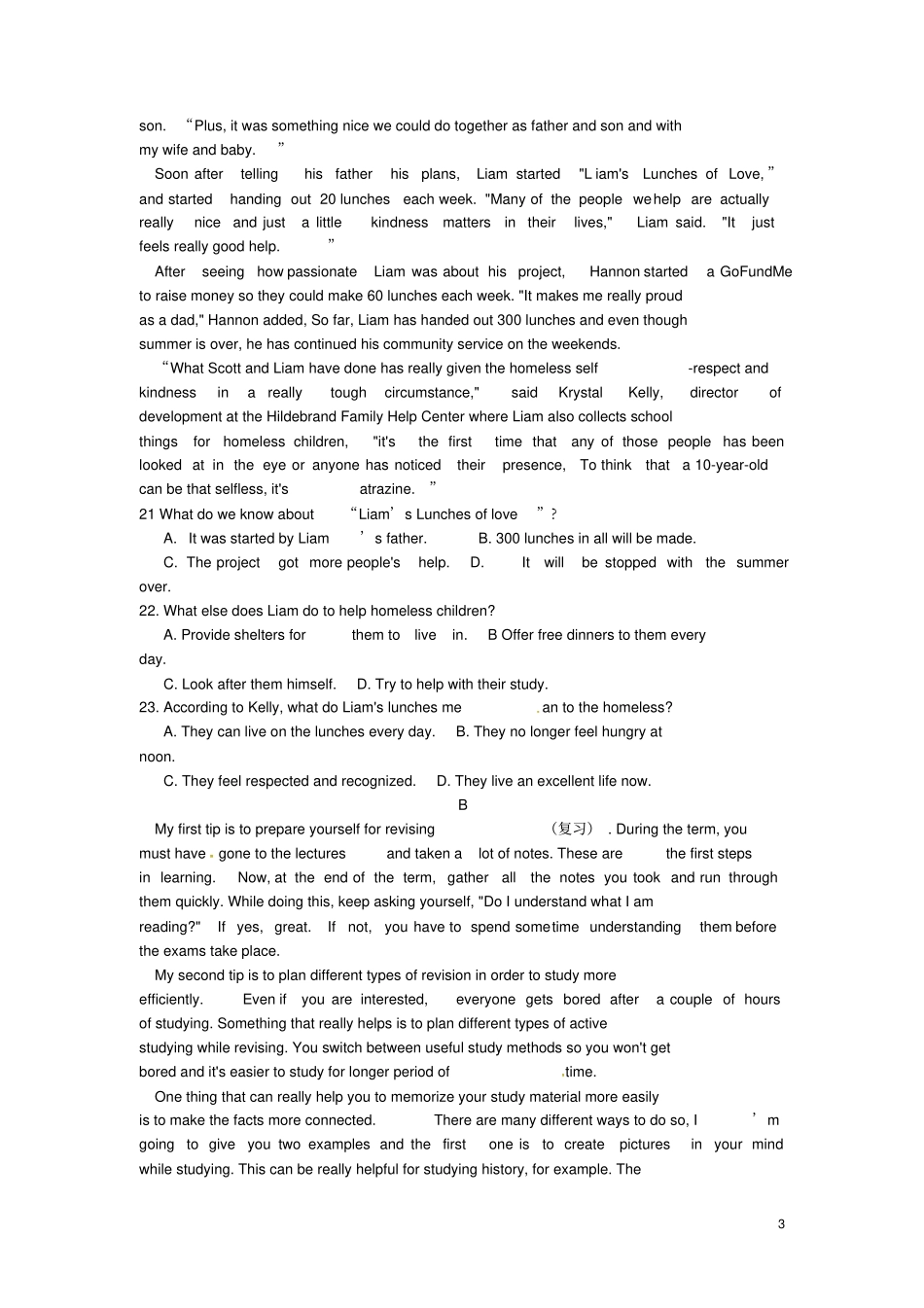 山东济宁2017-2018学年高一英语上学期期末考试试题_第3页