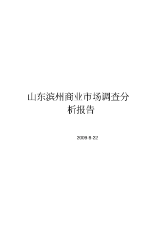 山东滨州场调查报告