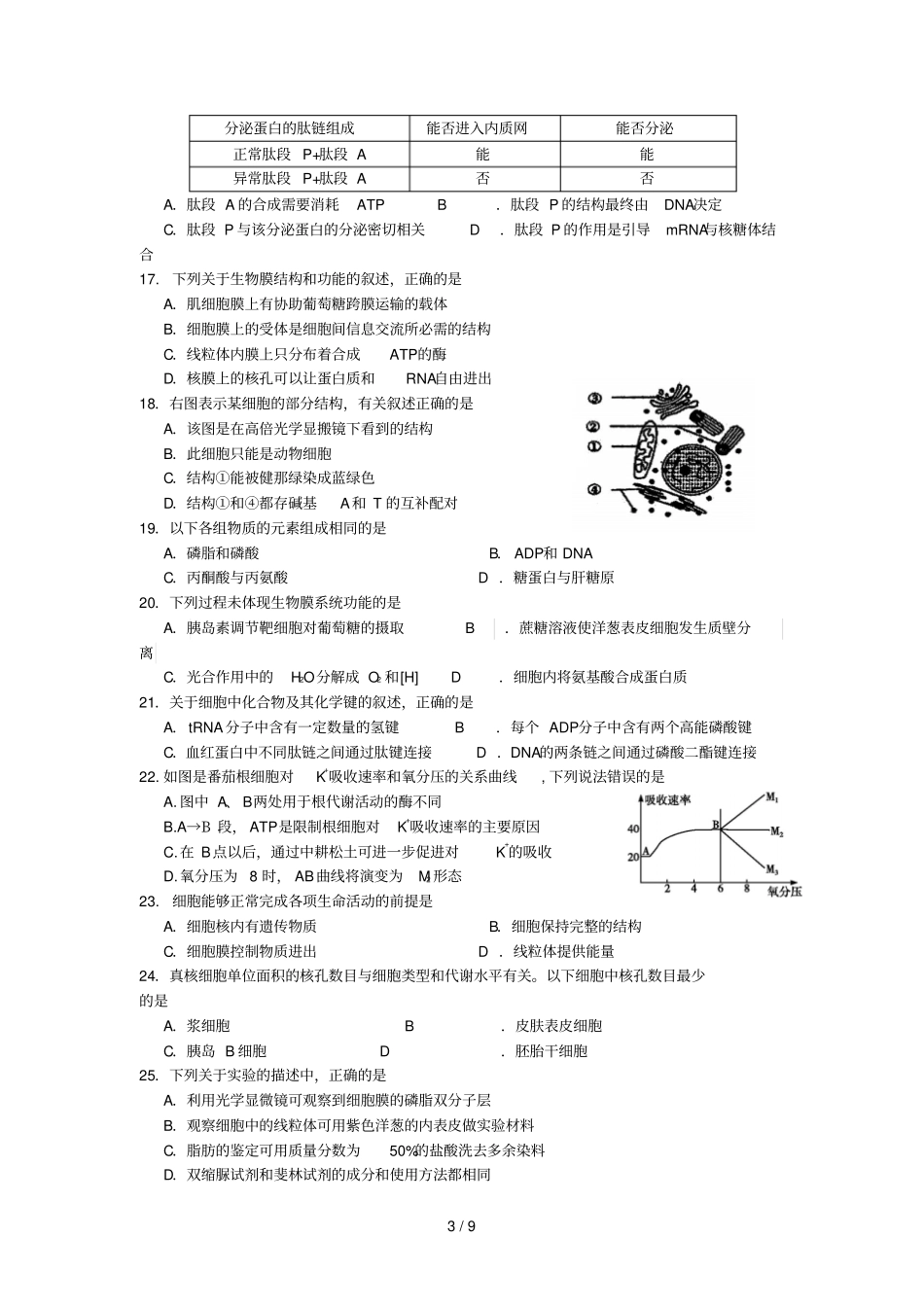 山东潍坊学年高二下学期期末考试生物试卷_第3页