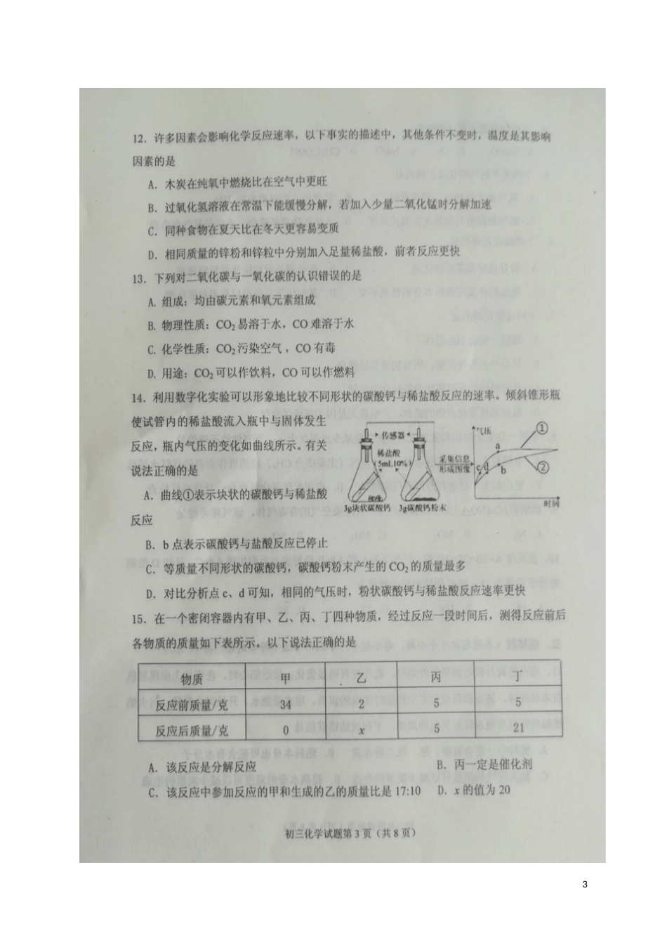 山东烟台莱阳2018届九年级化学下学期期末学业水平检测试题扫描版_第3页