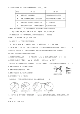 山东邹平试验中学九年级化学复习试题：元素