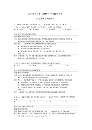 山东青岛中考化学试卷
