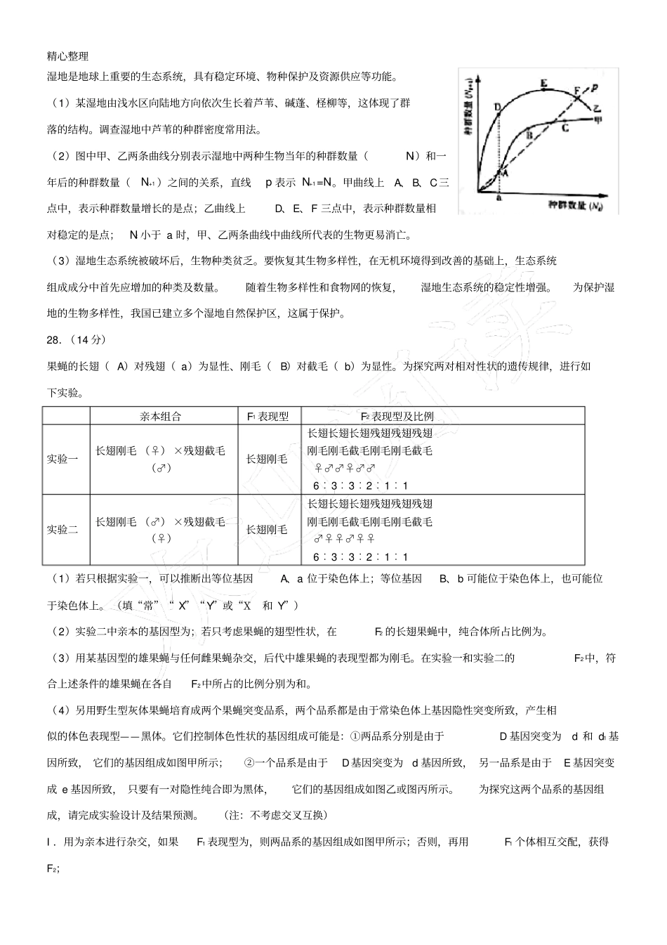 山东高考生物真题含答案_第3页