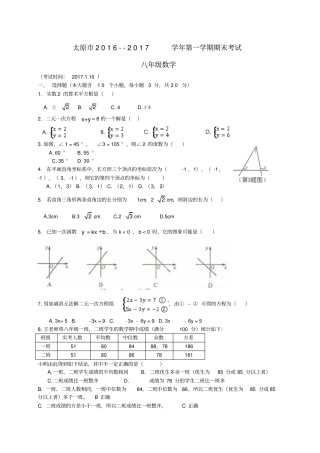 山西太原2012017学年八年级数学上学期期末考试试题