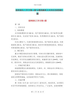 造林绿化工作方案4篇与遇到森林火灾的应急措施汇编