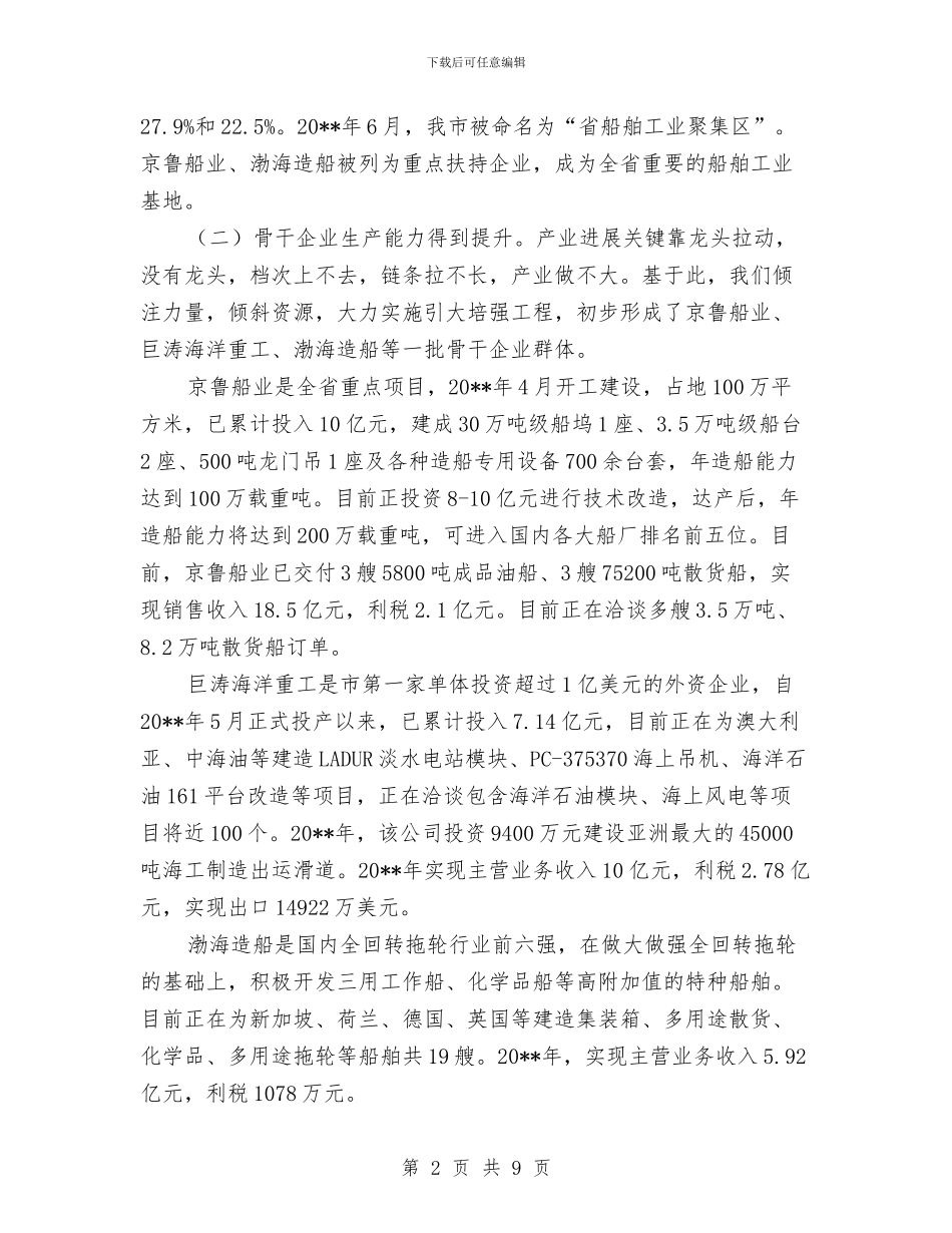 造船产业健康发展调查报告与遏制违章建筑工作汇报汇编_第2页