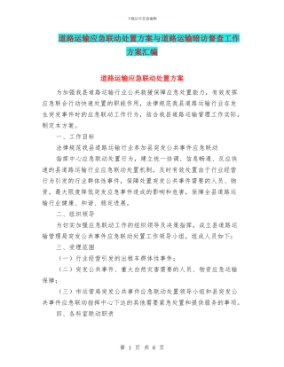 道路运输应急联动处置方案与道路运输暗访督查工作方案汇编