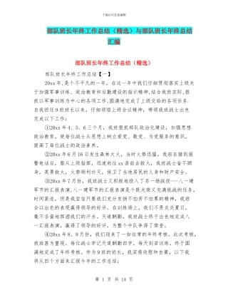 部队班长年终工作总结与部队班长年终总结汇编.doc