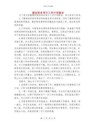 酒店财务审计工作计划报告