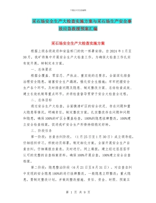 采石场安全生产大检查实施方案与采石场生产安全事故应急救援预案汇编