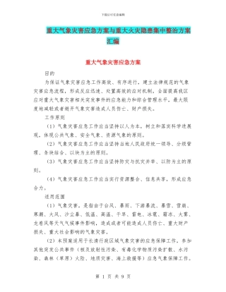 重大气象灾害应急方案与重大火灾隐患集中整治方案汇编
