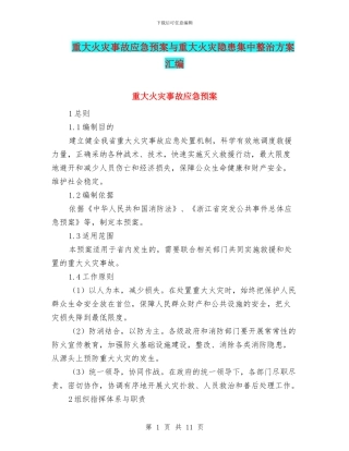 重大火灾事故应急预案与重大火灾隐患集中整治方案汇编