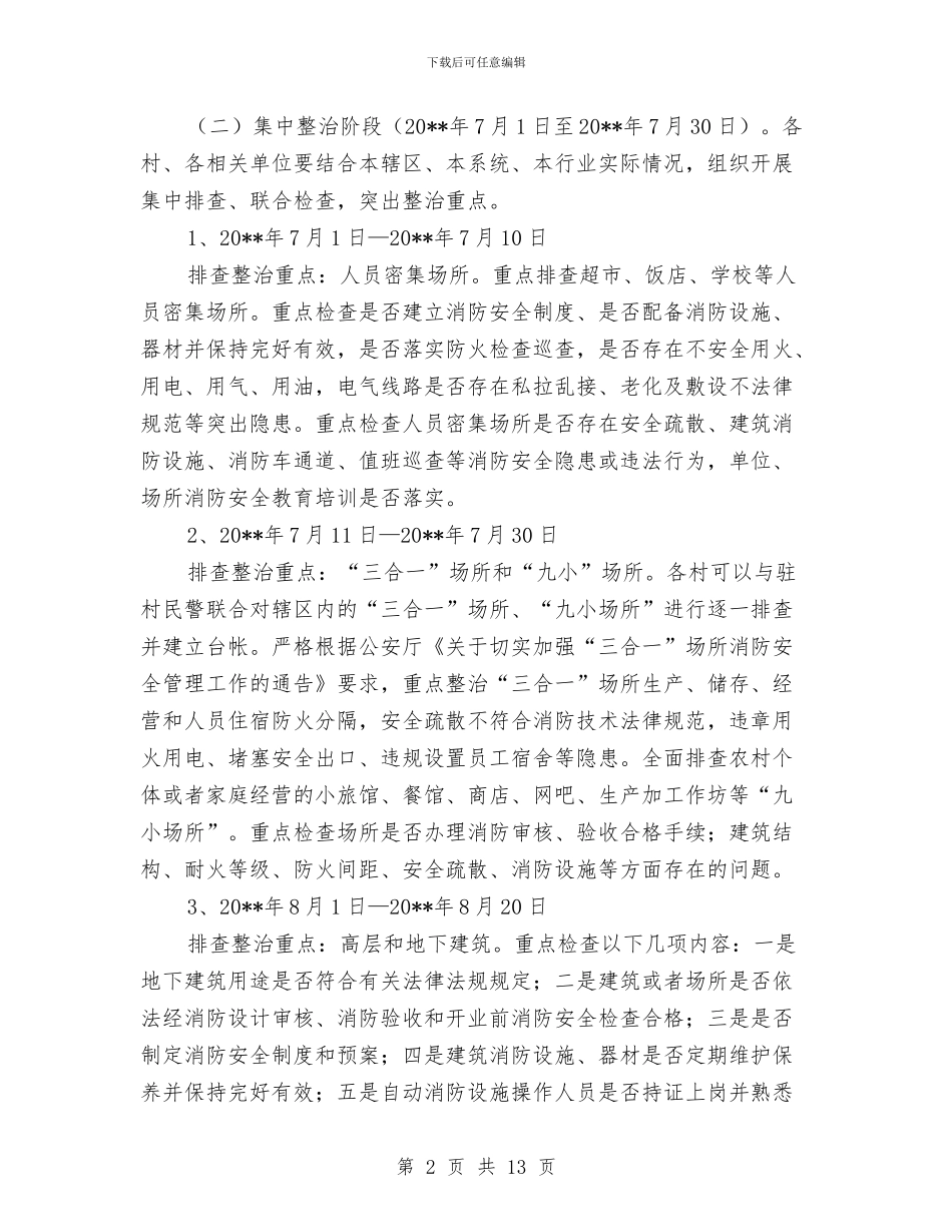 重大火灾隐患集中整治方案与重大火灾事故专项应急预案汇编_第2页