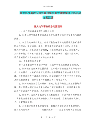 重大电气事故应急处置预案与重大腐败案件反思活动方案汇编