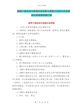 重特大事故综合救援应急预案与重特大危险化学品事故应急救援预案汇编
