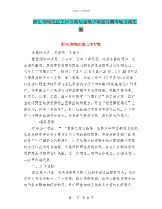 野生动物违法工作方案与金嗓子喉宝前期市场方案汇编
