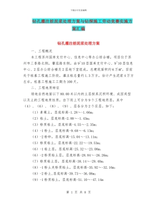 钻孔灌注桩泥浆处理方案与钻探施工劳动竞赛实施方案汇编