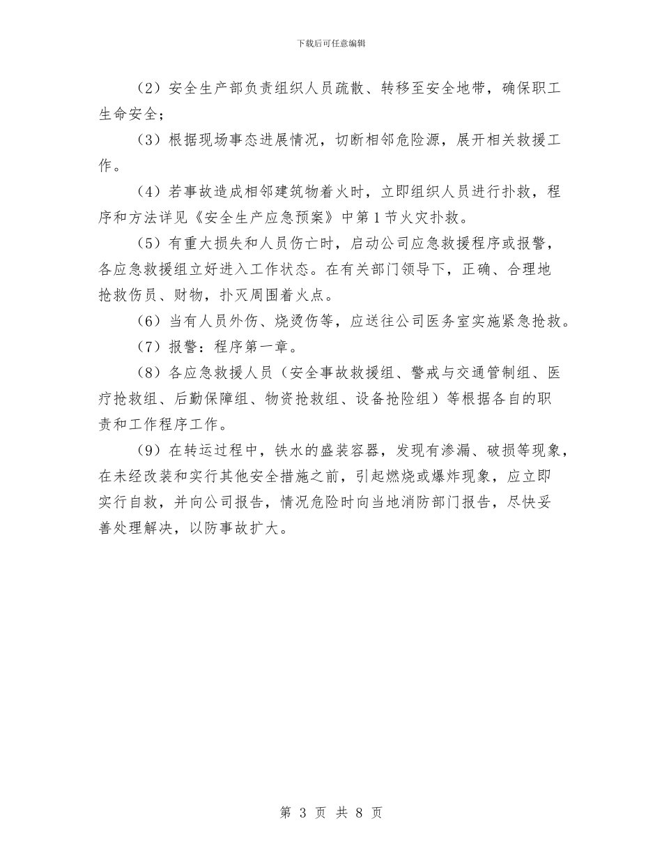铁水运输事故应急预案与铁矿公司尾矿库防汛应急预案汇编_第3页