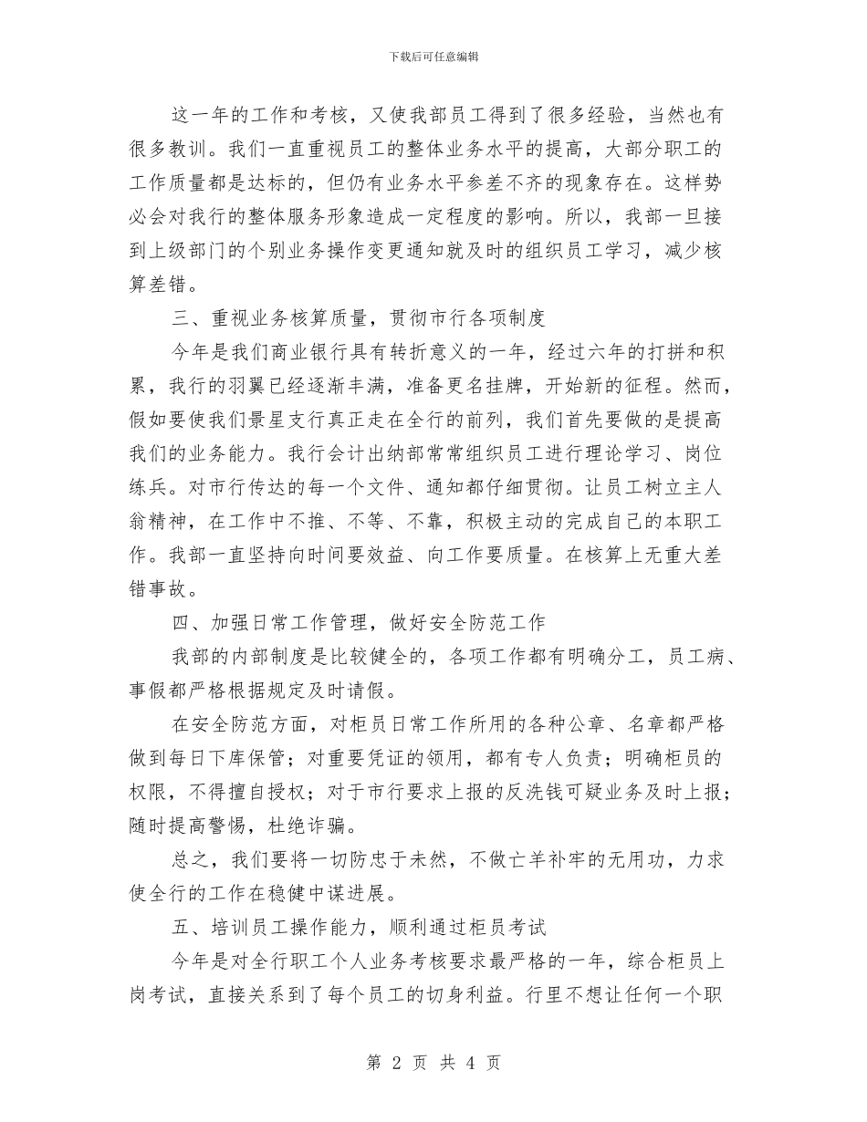 银行会计出纳年度工作总结2024与银行会计工作个人年终总结报告汇编_第2页