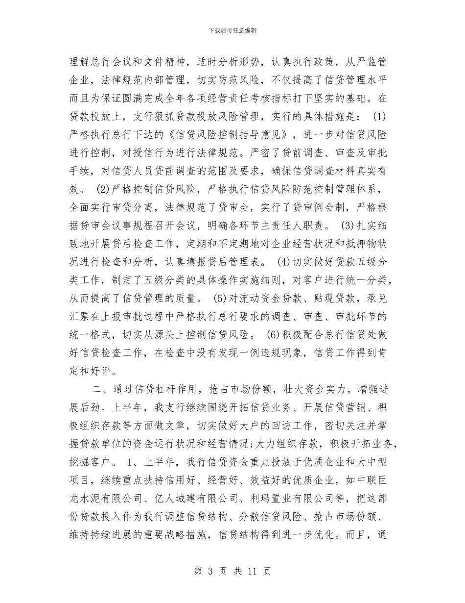 银行信贷员工作总结模板3篇与银行信贷员年度个人工作总结范文汇编_第3页