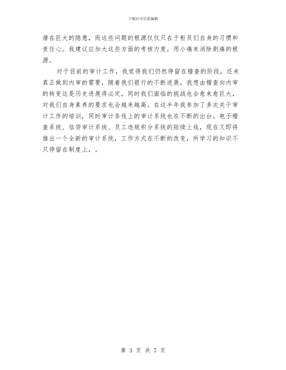 银行审计员年终总结与银行审计年度个人工作总结2024汇编_第3页