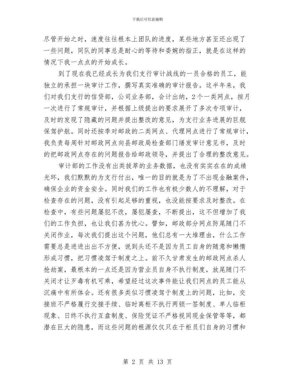 银行审计工作总结3篇与银行审计工作总结报告范文汇编_第2页