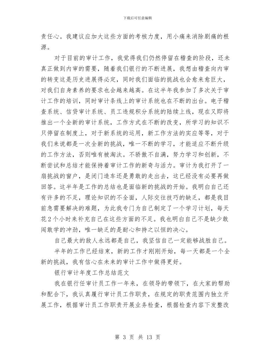 银行审计工作总结3篇与银行审计工作总结报告范文汇编_第3页
