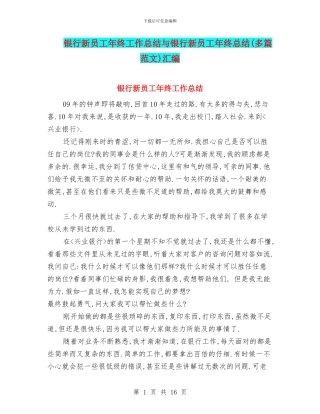 银行新员工年终工作总结与银行新员工年终总结汇编.doc