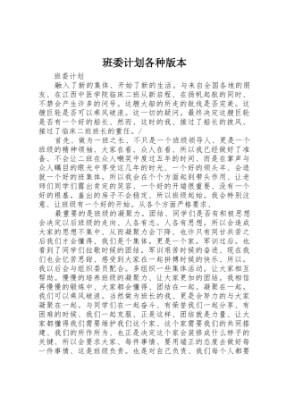 班委计划各种版本