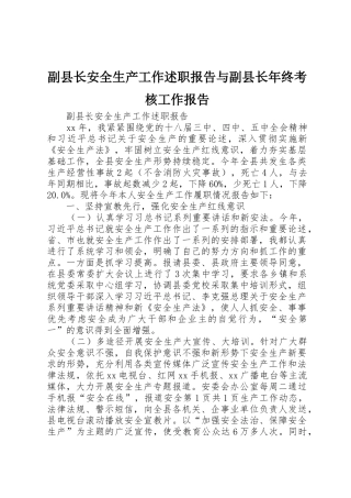 副县长安全生产工作述职报告与副县长年终考核工作报告
