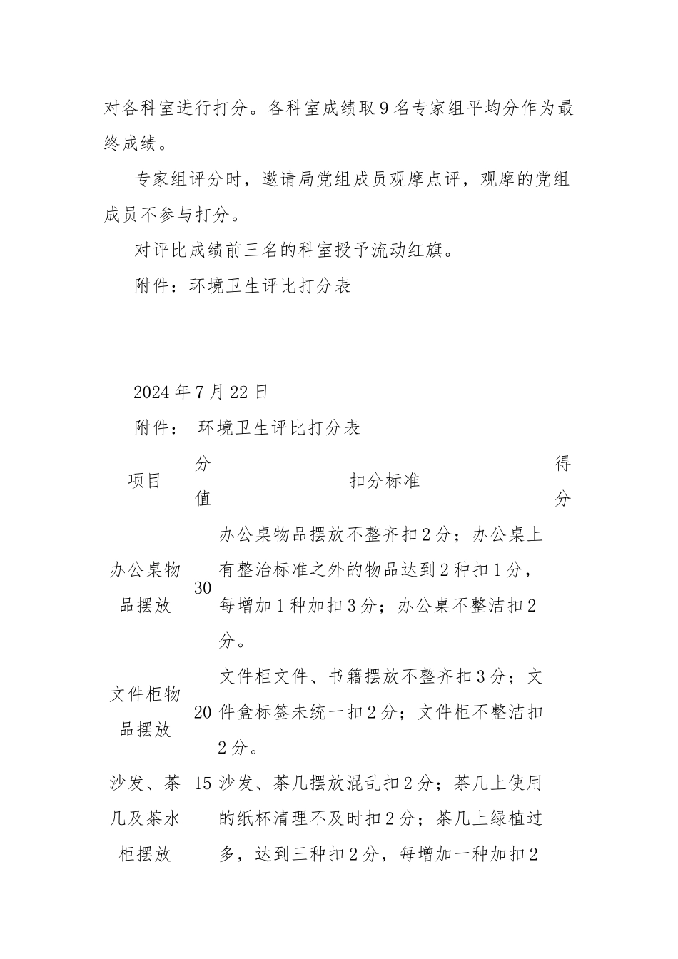 局机关科室环境卫生评比方案_第2页