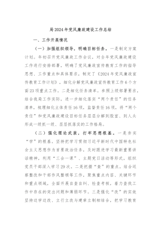 局2024年党风廉政建设工作总结