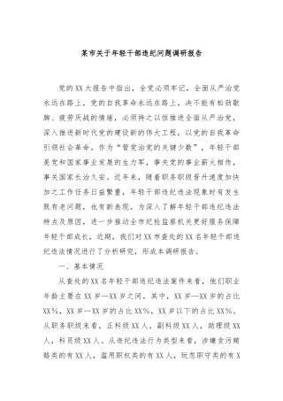 某市关于年轻干部违纪问题调研报告