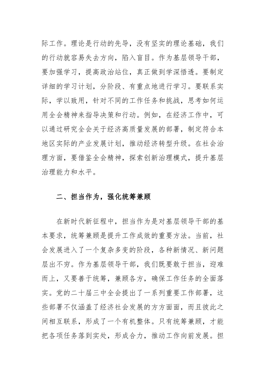 基层领导干部党的二十届三中全会研讨发言材料_第2页