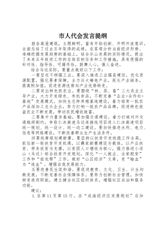 市人代会发言提纲