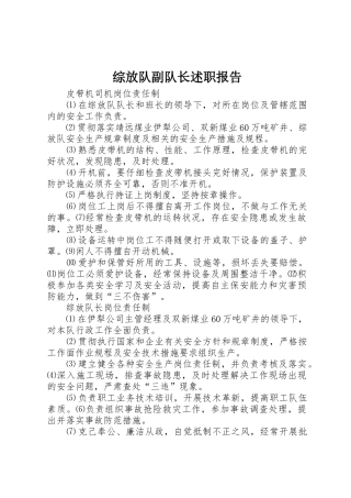 综放队副队长述职报告
