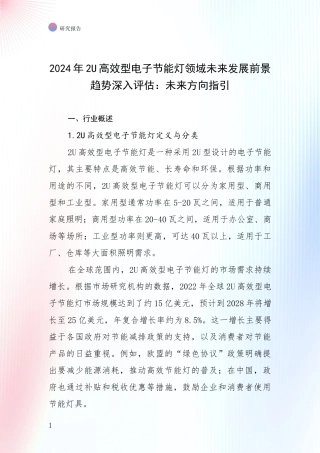 2024年2U高效型电子节能灯领域未来发展前景趋势深入评估：未来方向指引