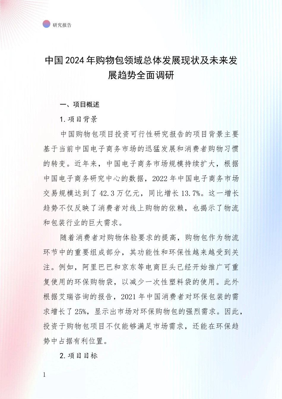 中国2024年购物包领域总体发展现状及未来发展趋势全面调研_第1页