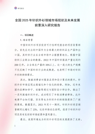 全国2025年针织外衫领域市场现状及未来发展前景深入研究报告