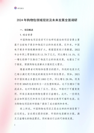 2024年购物包领域现状及未来发展全面调研
