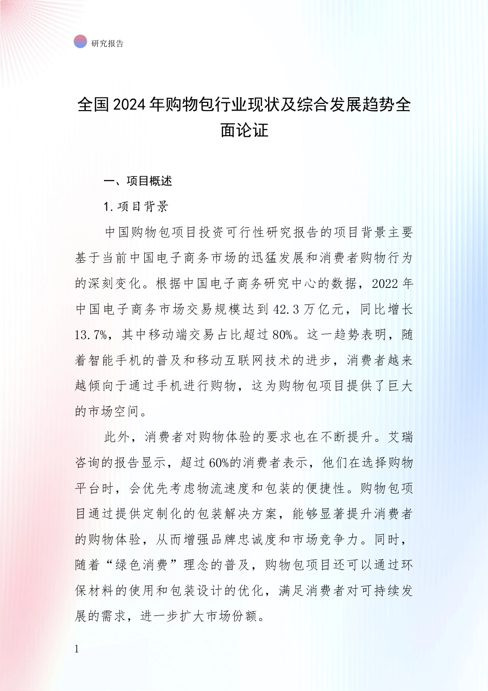 全国2024年购物包行业现状及综合发展趋势全面论证_第1页